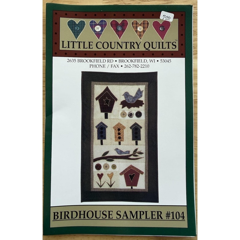 Little Country Quilts Pattern ~ Birdhouse‎ Sampler approx. 13" × 21 3/4"